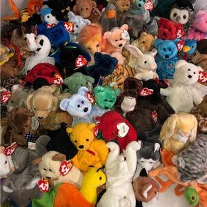 Vintage Beanie babies princess diana purple bear jolly Valentina pinchers end